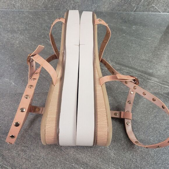 Journee Collection Platform Sandals sz 11 Pink Leather Wedge Cushioned Shoes - Picture 5 of 12